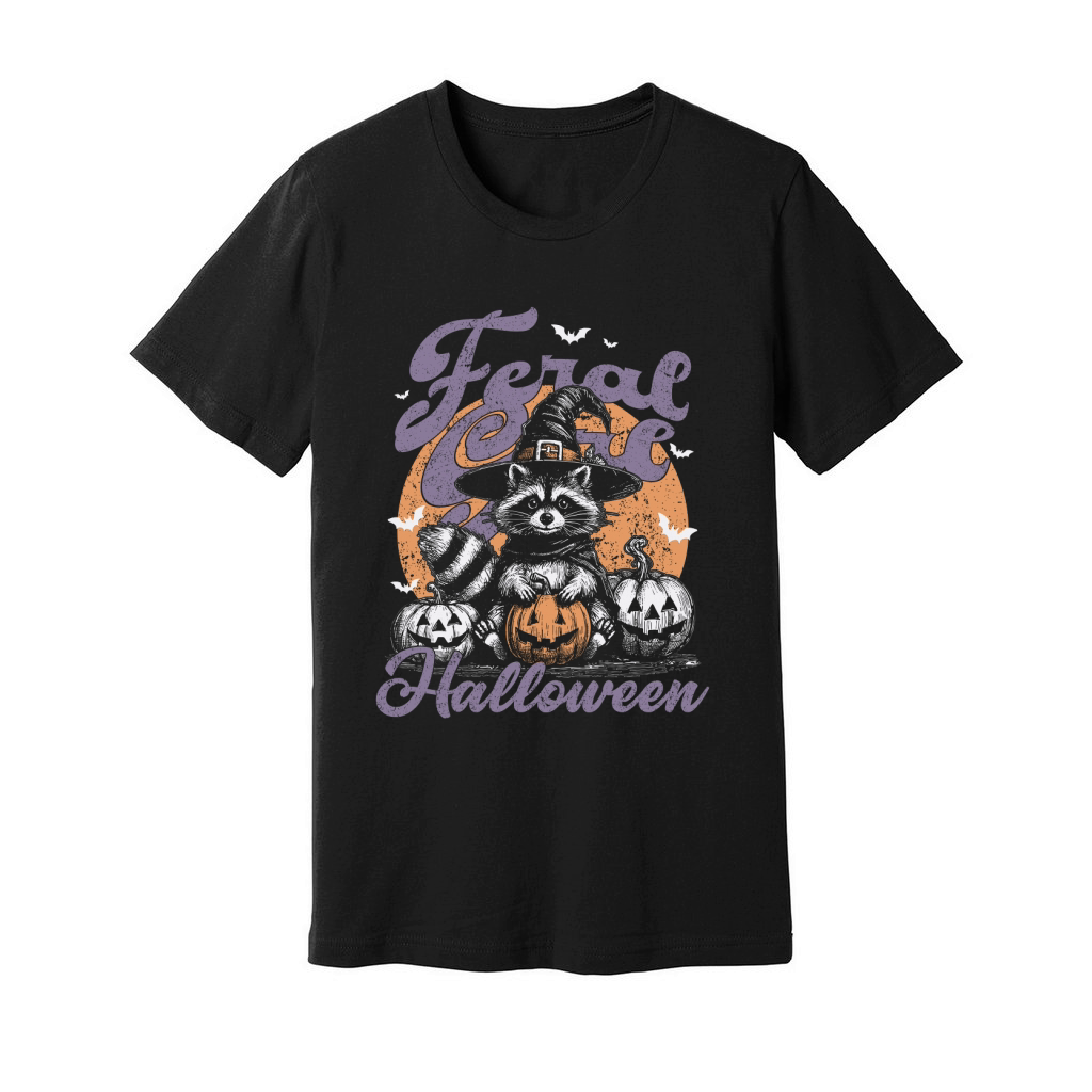 Feral girl Halloween Raccoon D Color Unisex Jersey Tee
