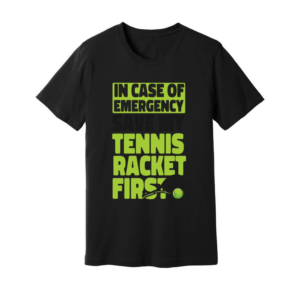 Funny Tennis Player Racket In Case Unisex Jersey Tee