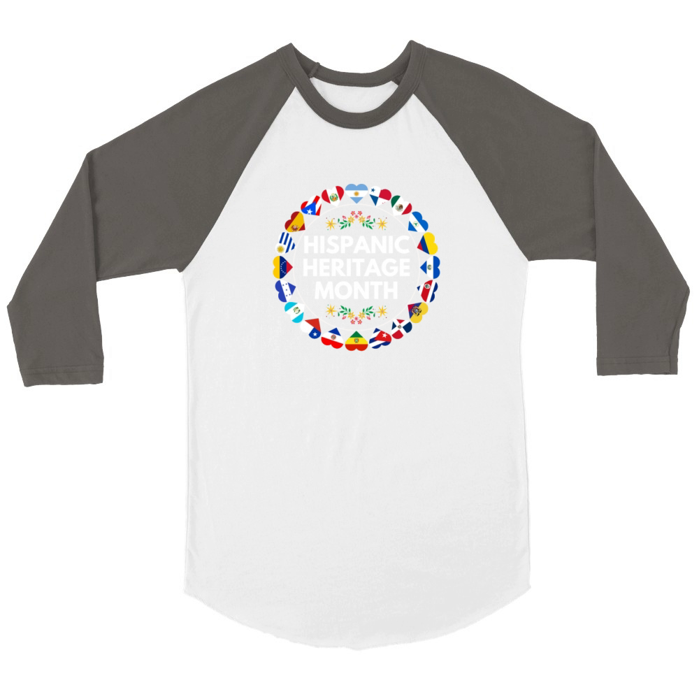 Hispanic heritage month all countries flag Unisex ¾ sleeve Raglan T-shirt