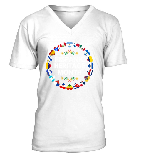 Hispanic heritage month all countries flag V-Neck T-shirt