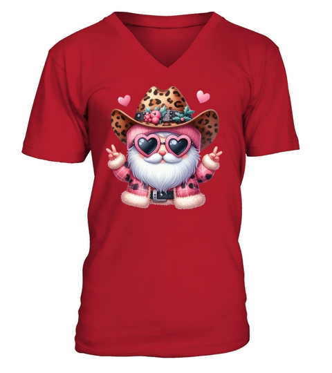 Leopard Santa Watercolor Christmas V-Neck T-shirt