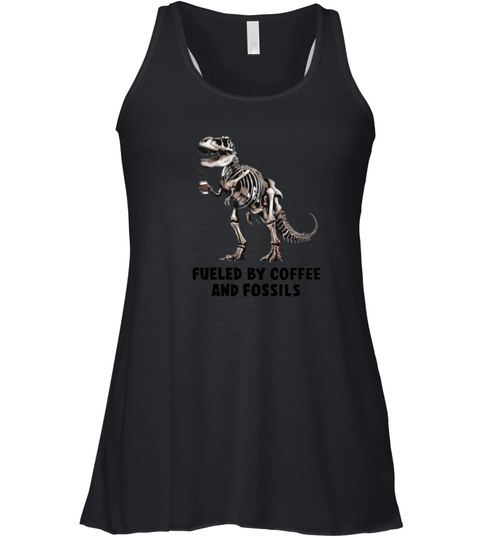 Fueled by Coffee and Fossils funny dinosaur t-rex Women's Flowy Tank Top