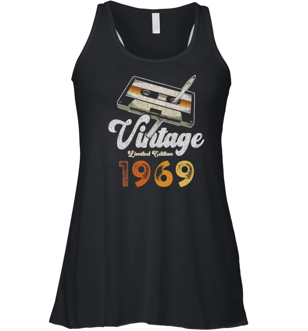Vintage 1969 Birthday Cassette Pencil Women's Flowy Tank Top