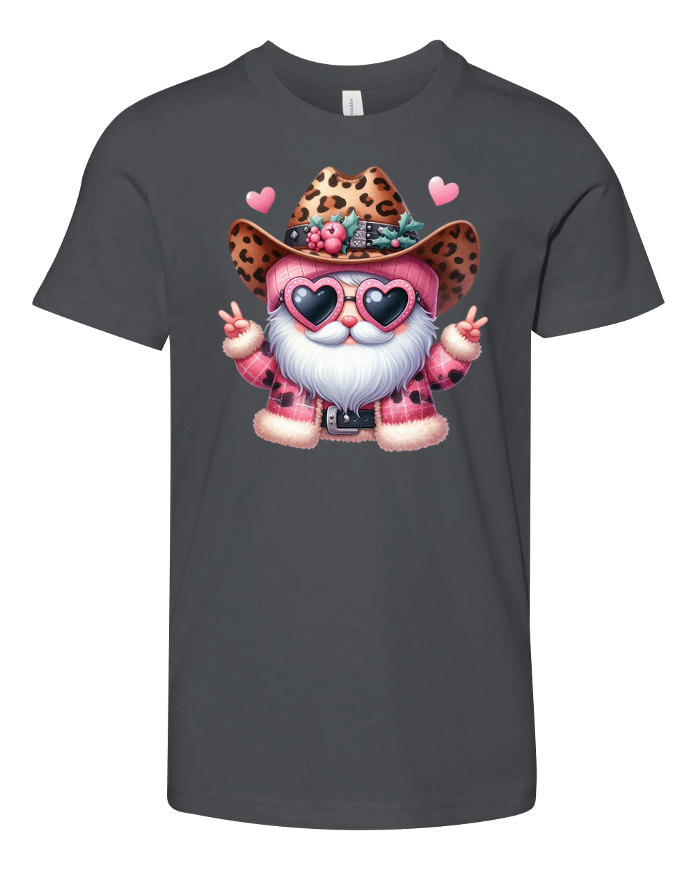 Leopard Santa Watercolor Christmas Youth Unisex Jersey Tee