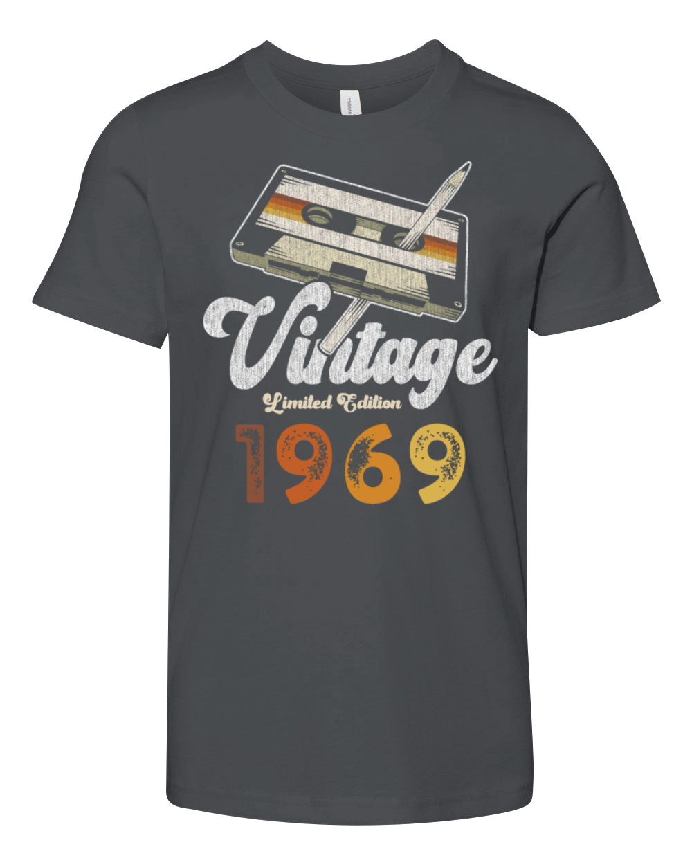 Vintage 1969 Birthday Cassette Pencil Youth Unisex Jersey Tee