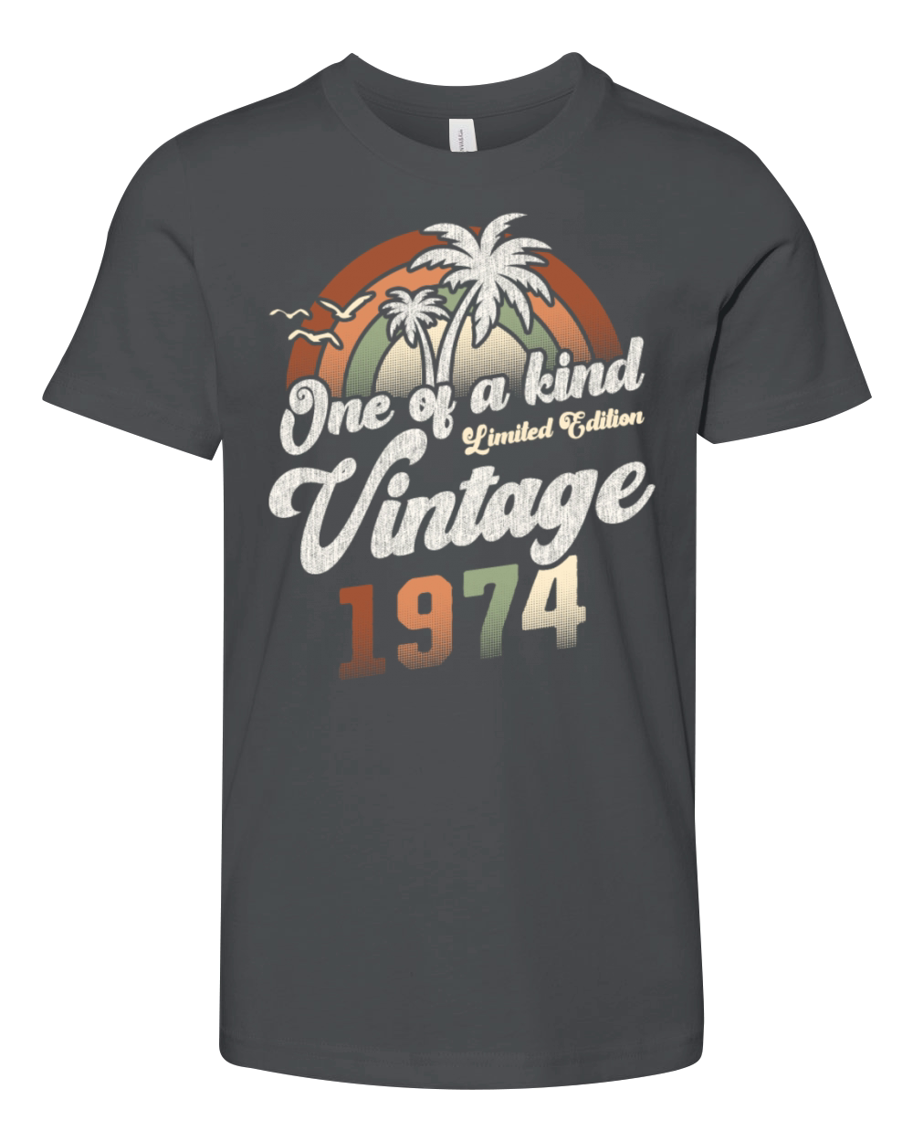 Vintage 1974 Birthday Palm Trees Youth Unisex Jersey Tee