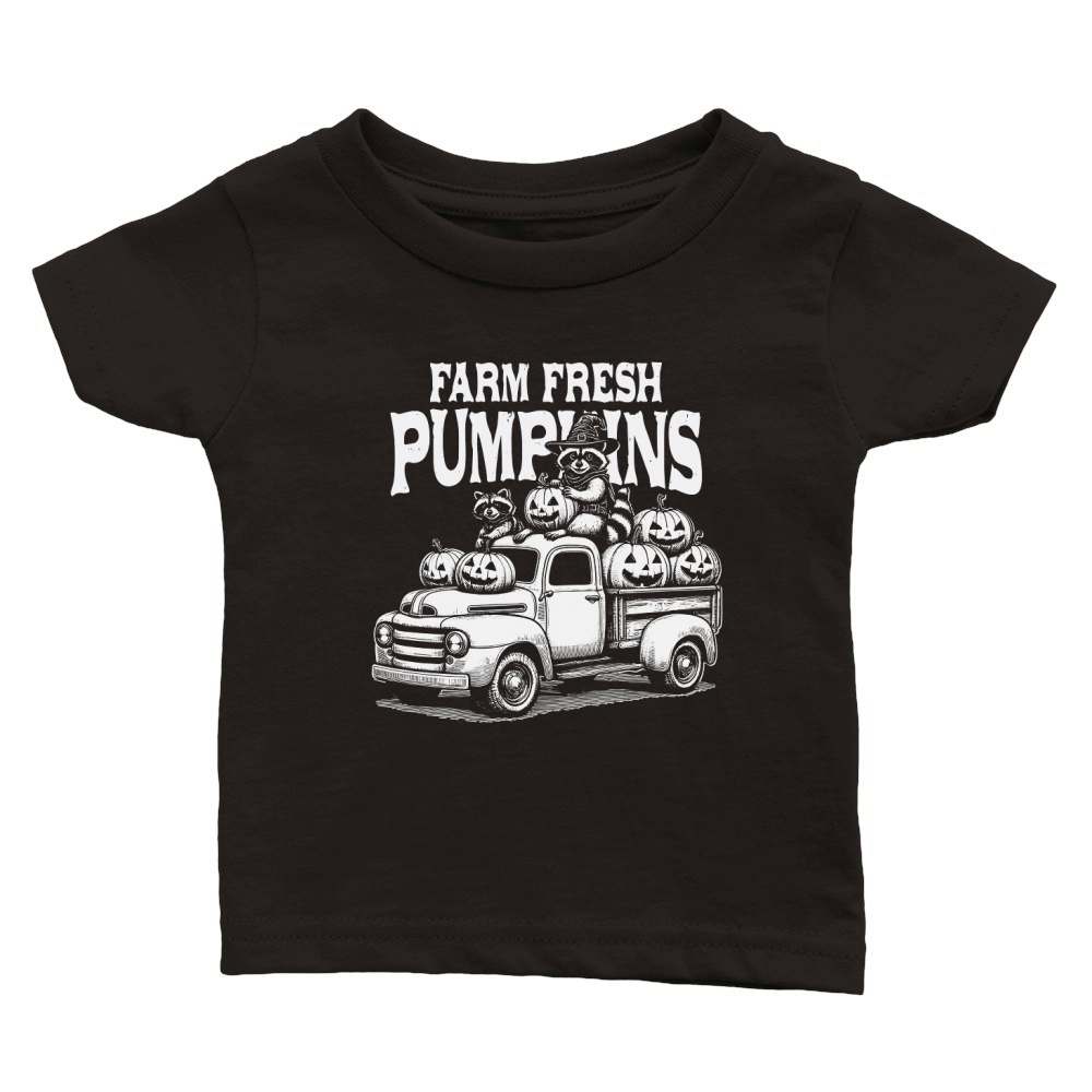 Farm fresh pumpkins Raccoon D White Classic Baby Crewneck T-shirt