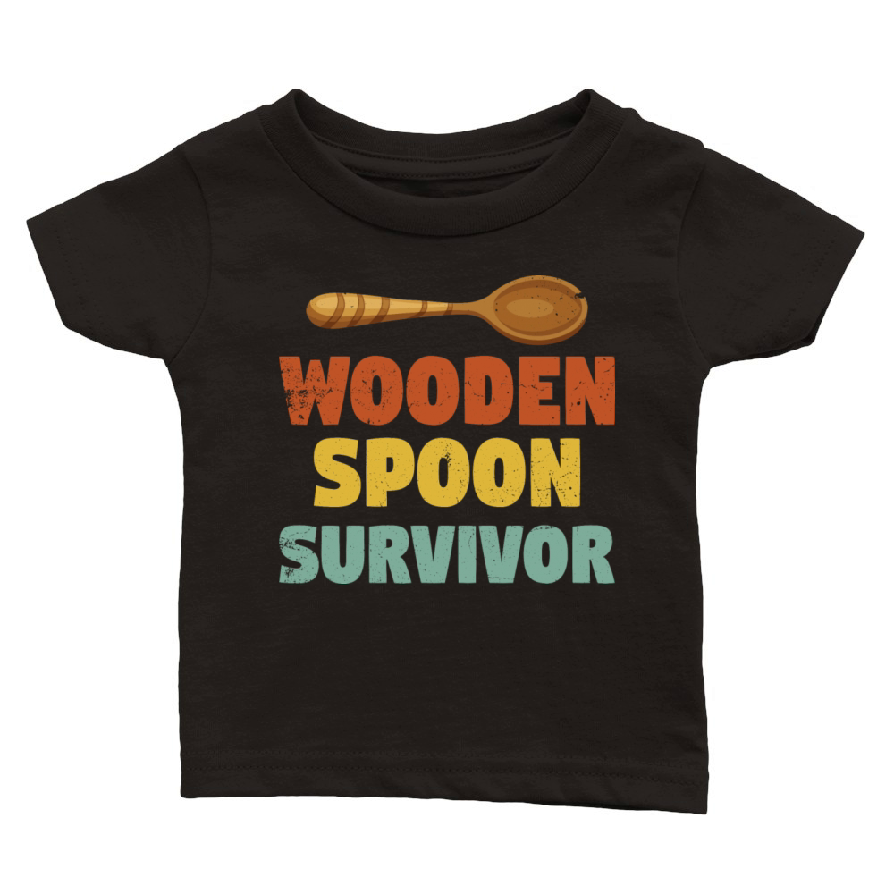 Vintage Funny wooden spoon survivor Classic Baby Crewneck T-shirt