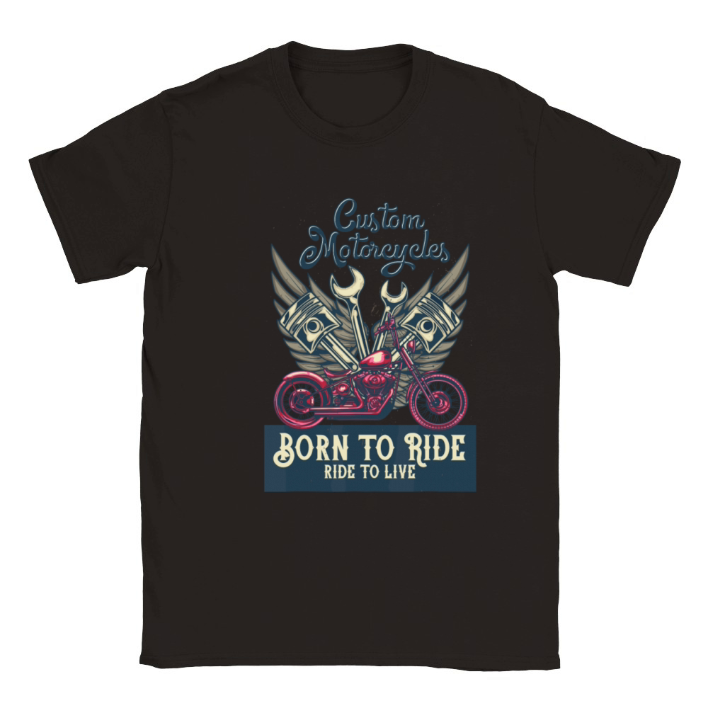 Custom Motorcycles Born to Ride to Live Choppers Classic Kids Crewneck T-shirt
