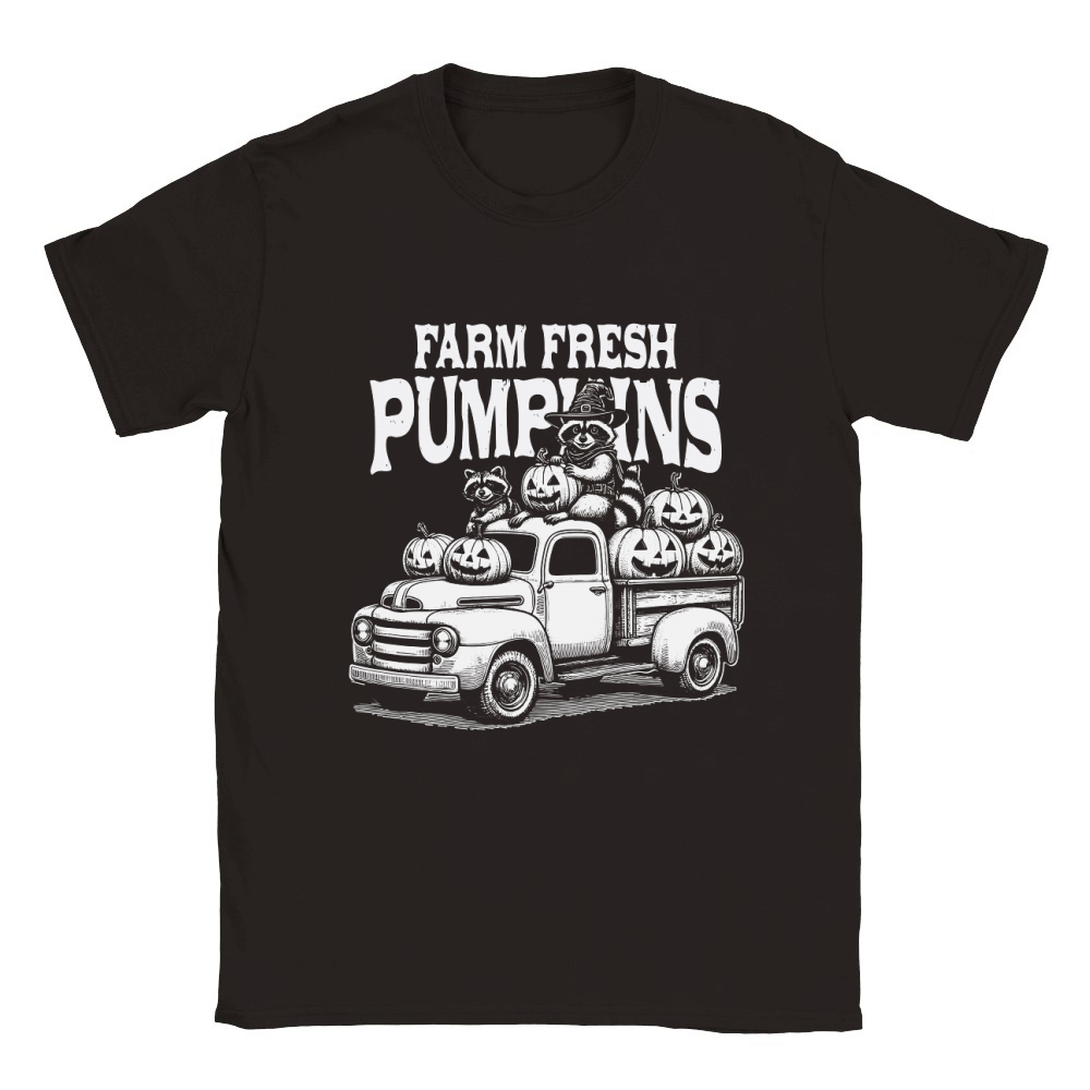 Farm fresh pumpkins Raccoon D White Classic Kids Crewneck T-shirt