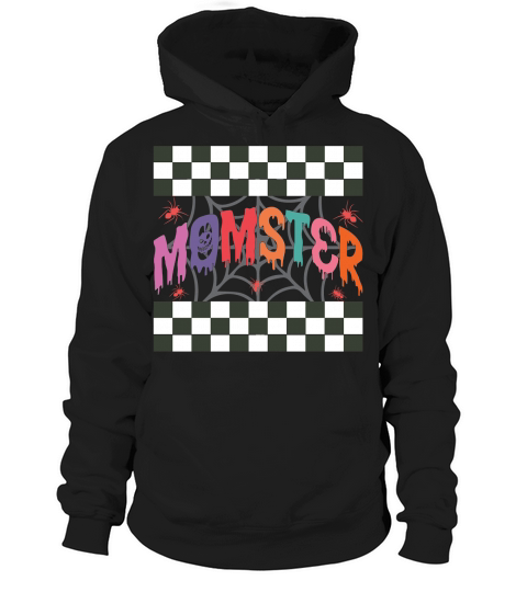 Momster Halloween Mom Retro Checkered Hoodie Unisex