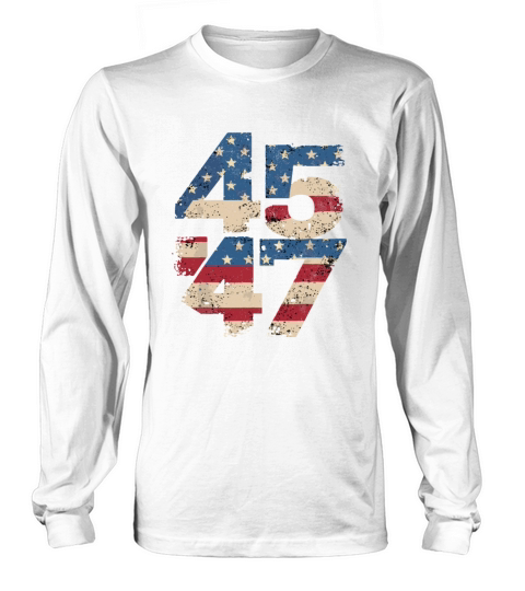 45 47 Vintage American Flag Long sleeved Unisex
