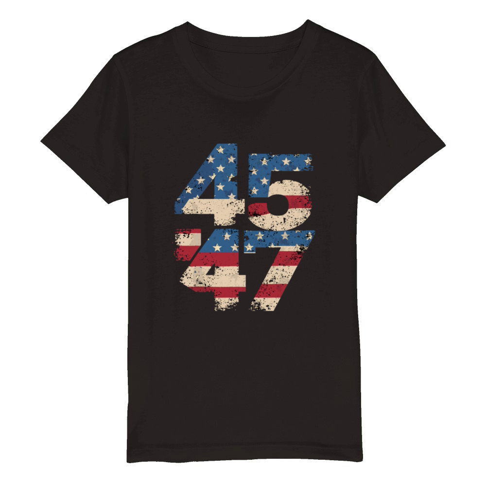 45 47 Vintage American Flag Organic Kids Crewneck T-shirt