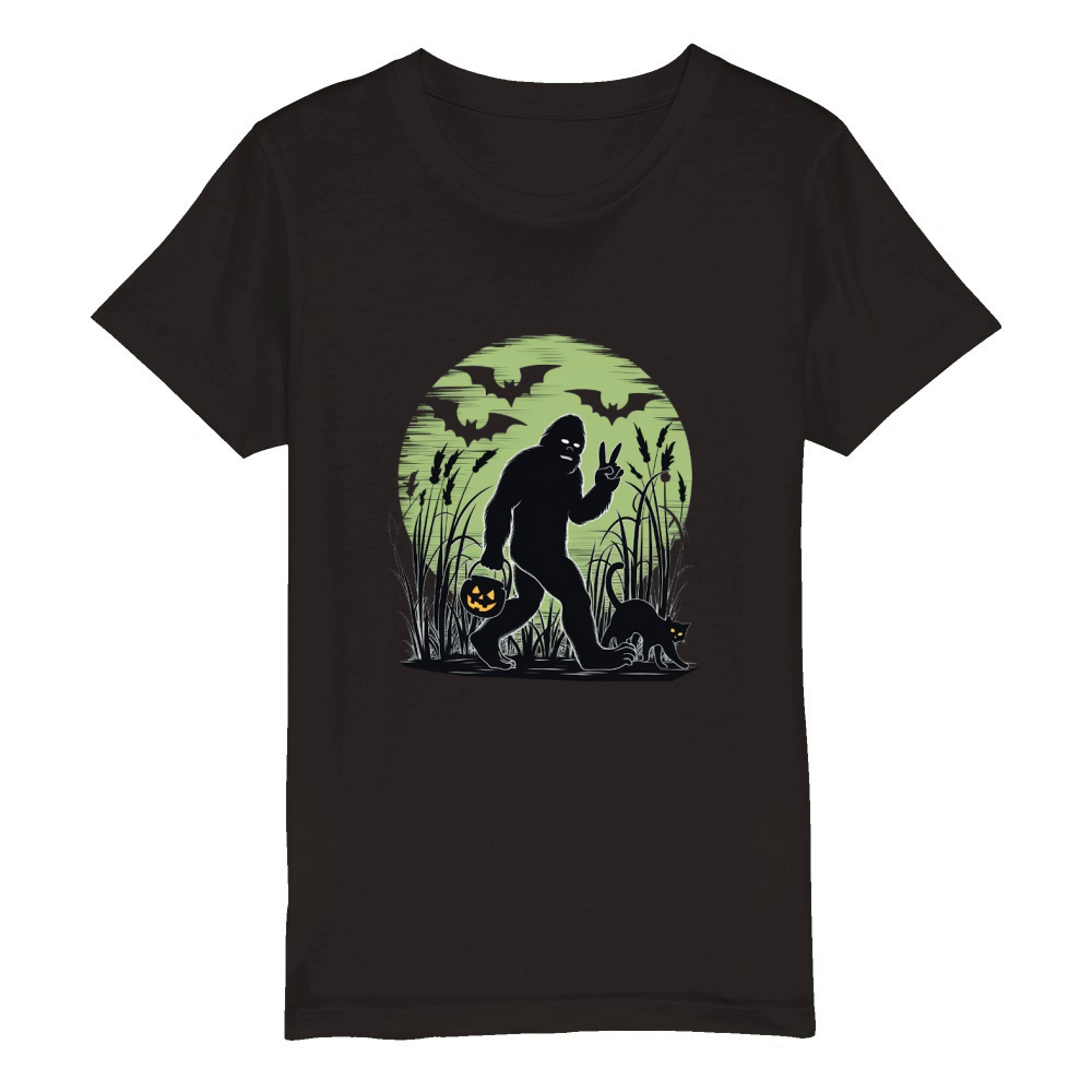 Bigfoot Halloween (1) Organic Kids Crewneck T-shirt