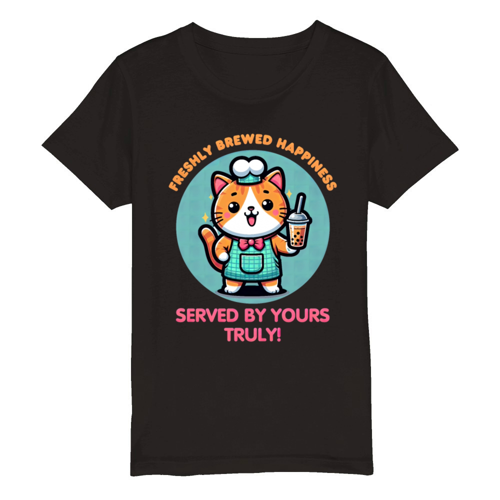Boba Tea Meowster Organic Kids Crewneck T-shirt
