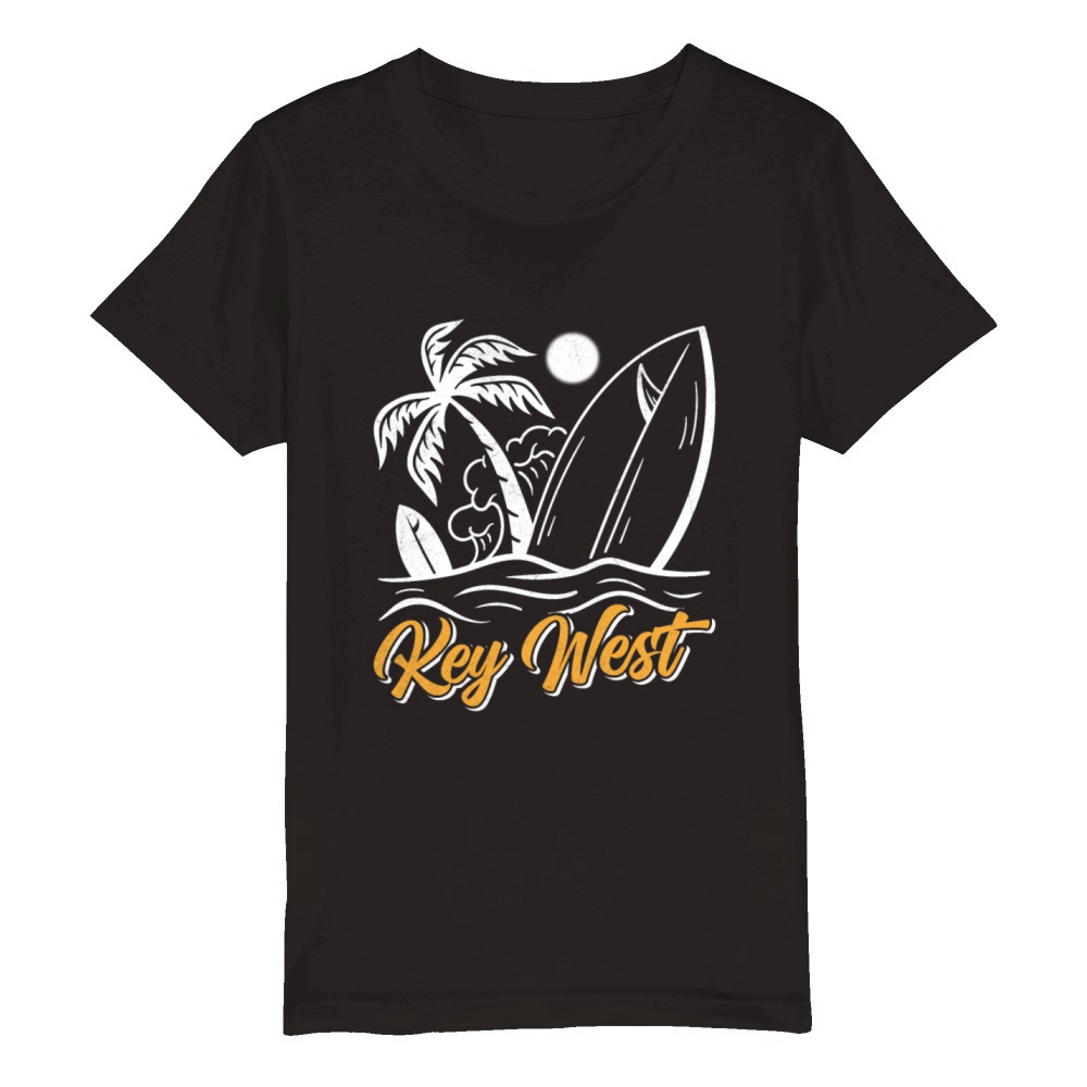 Key-West Surfing Florida Keys Surfer Outfit Organic Kids Crewneck T-shirt
