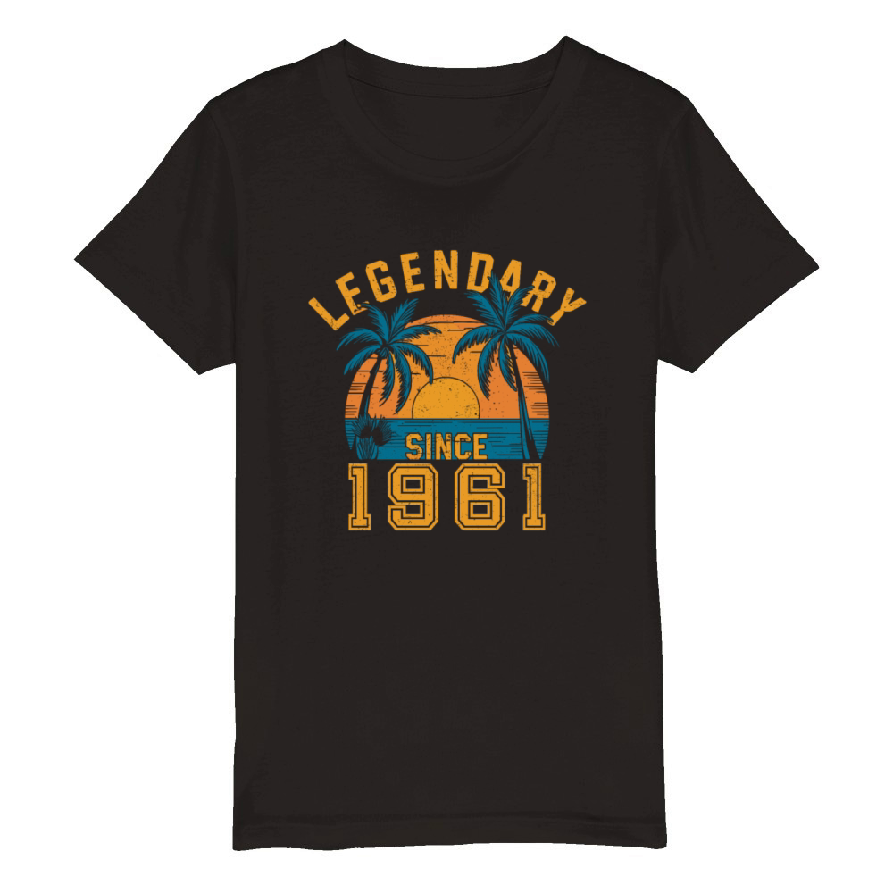 Legendary Since 1961 Birthday Sunset Retro Palm Organic Kids Crewneck T-shirt
