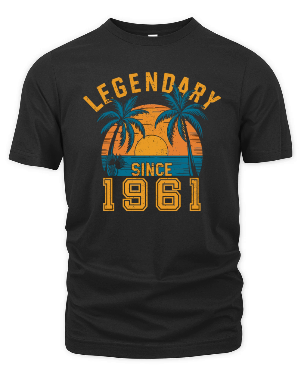 Legendary Since 1961 Birthday Sunset Retro Palm Organic Unisex T-shirt