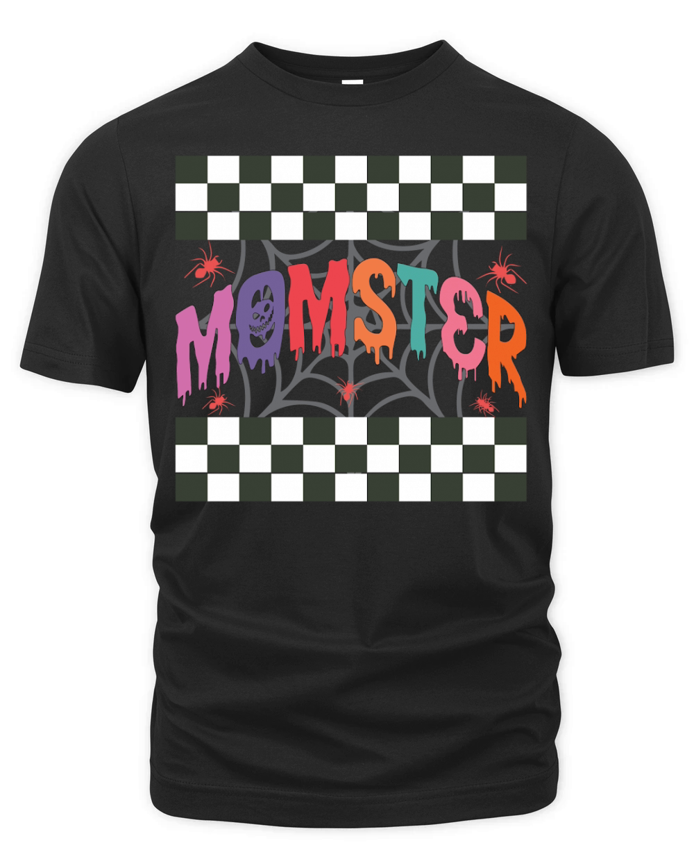 Momster Halloween Mom Retro Checkered Organic Unisex T-shirt