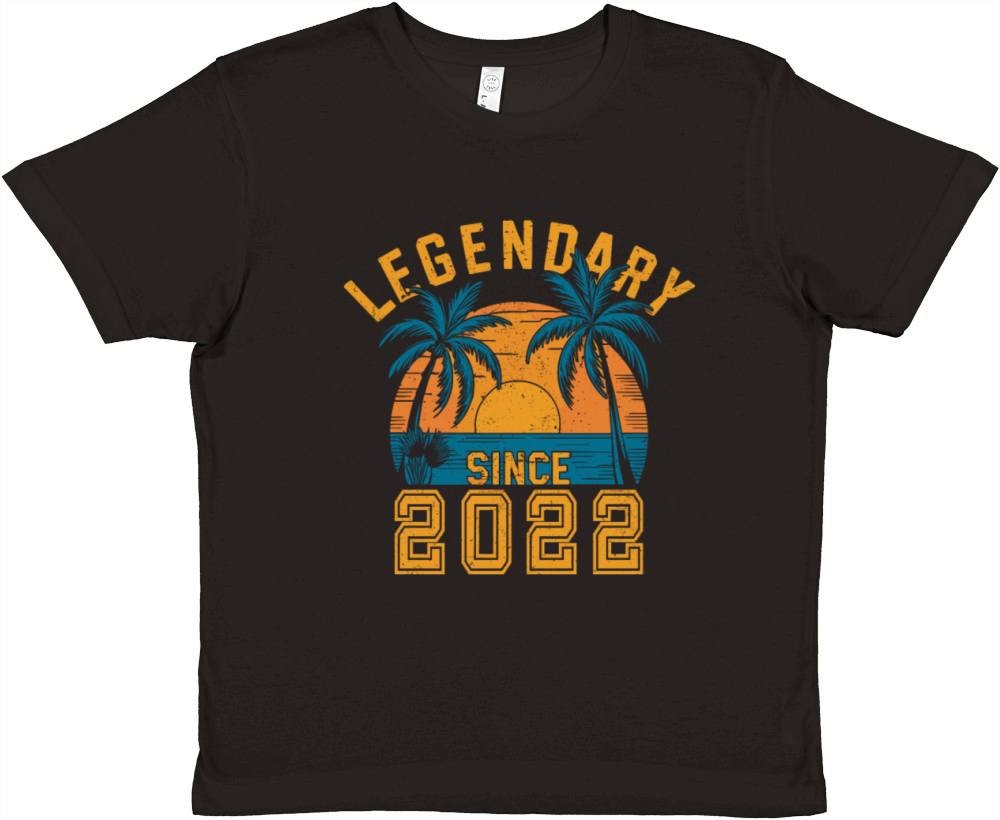 Legendary Since 2022 Birthday Sunset Retro Palm Premium Kids Crewneck T-shirt