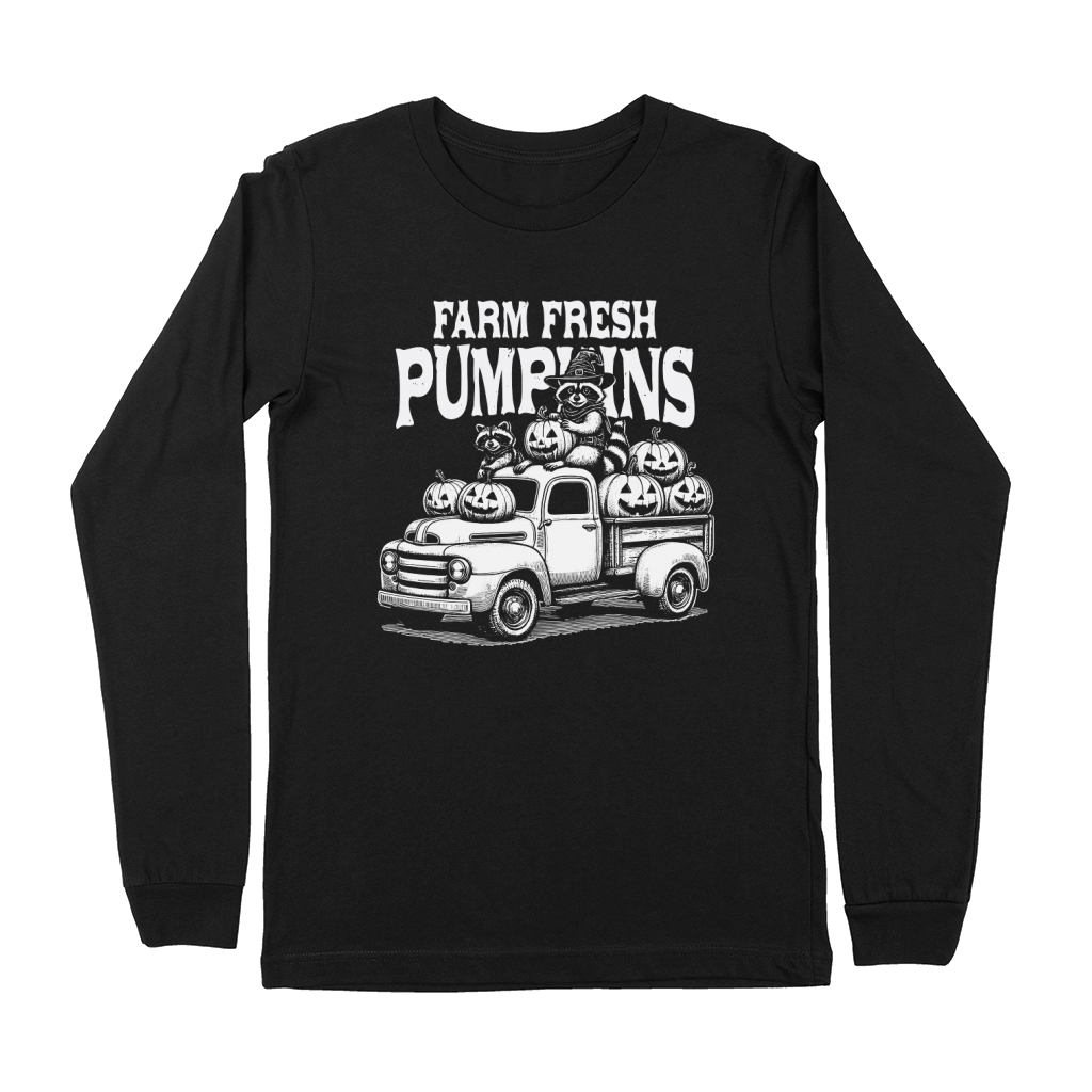 Farm fresh pumpkins Raccoon D White Premium Long Sleeve