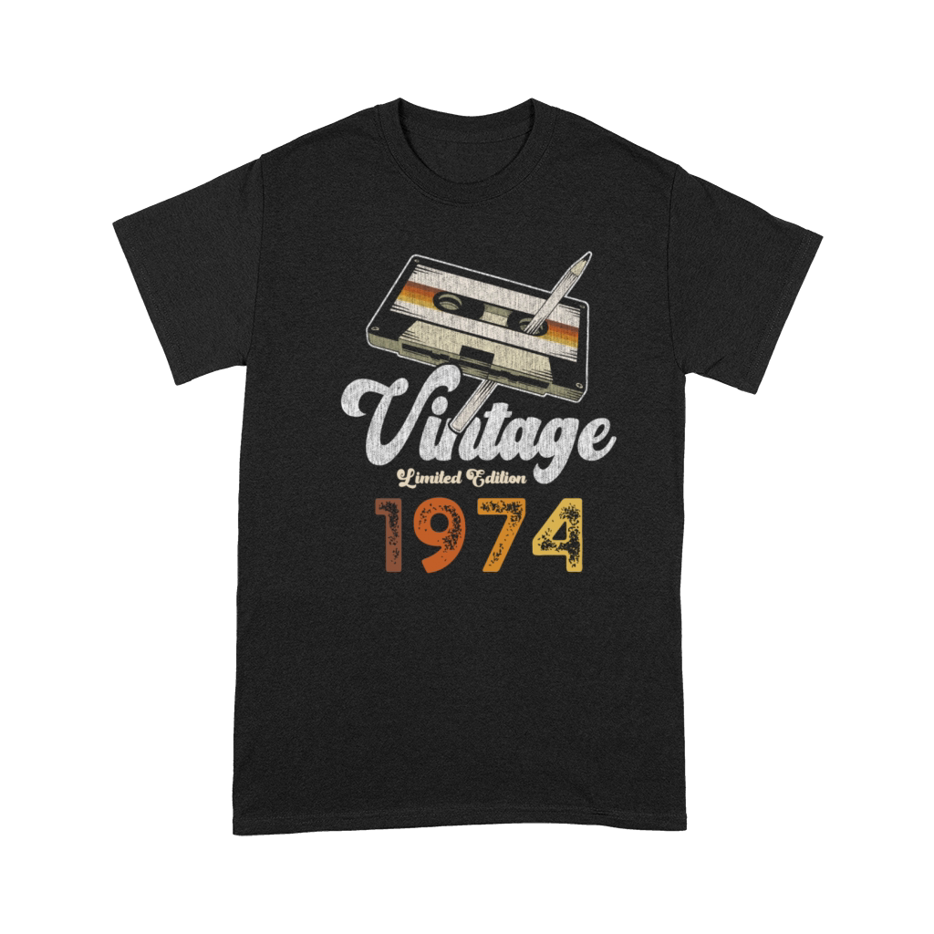 Vintage 1974 Birthday Cassette Pencil Premium T-shirt
