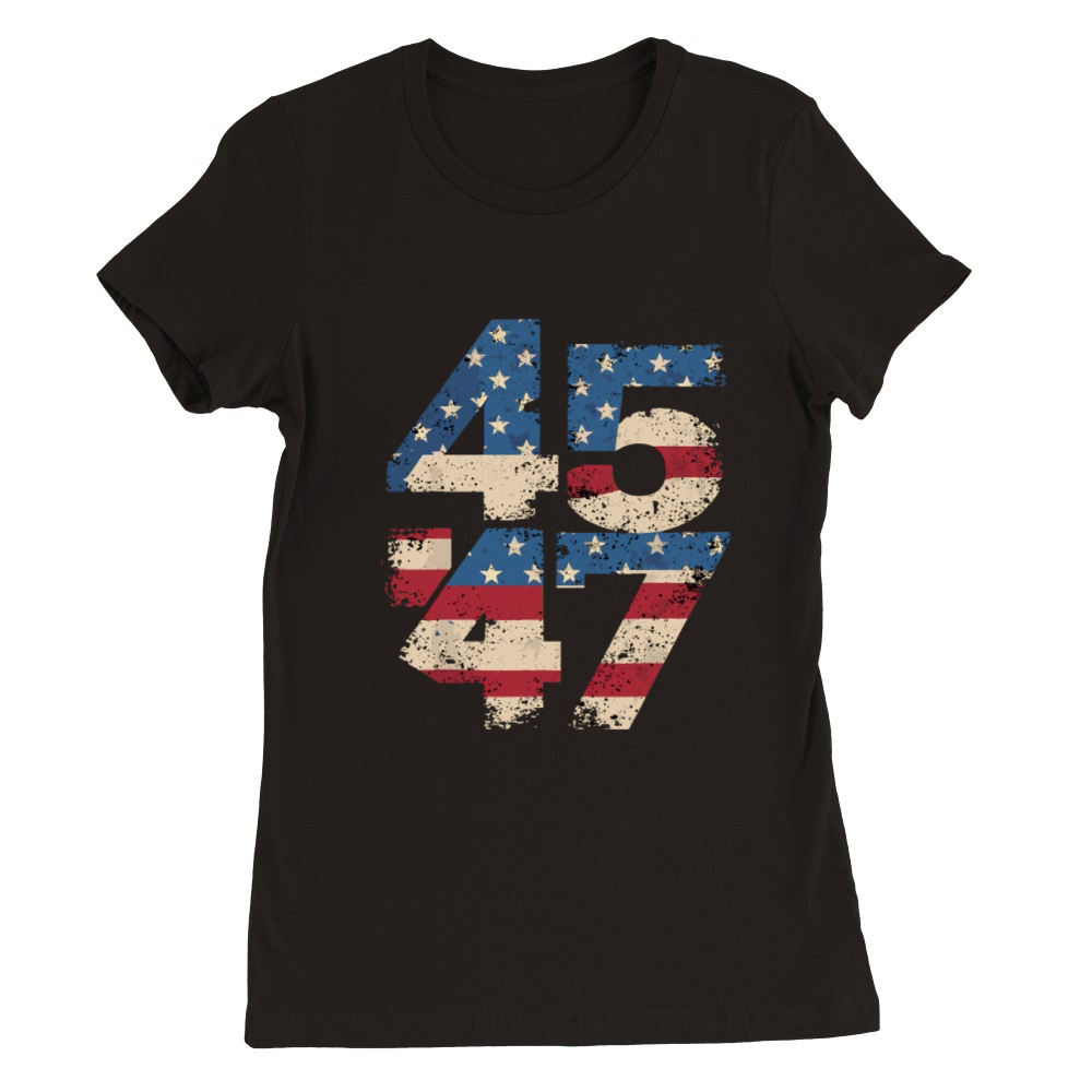 45 47 Vintage American Flag Premium Womens Crewneck T-shirt