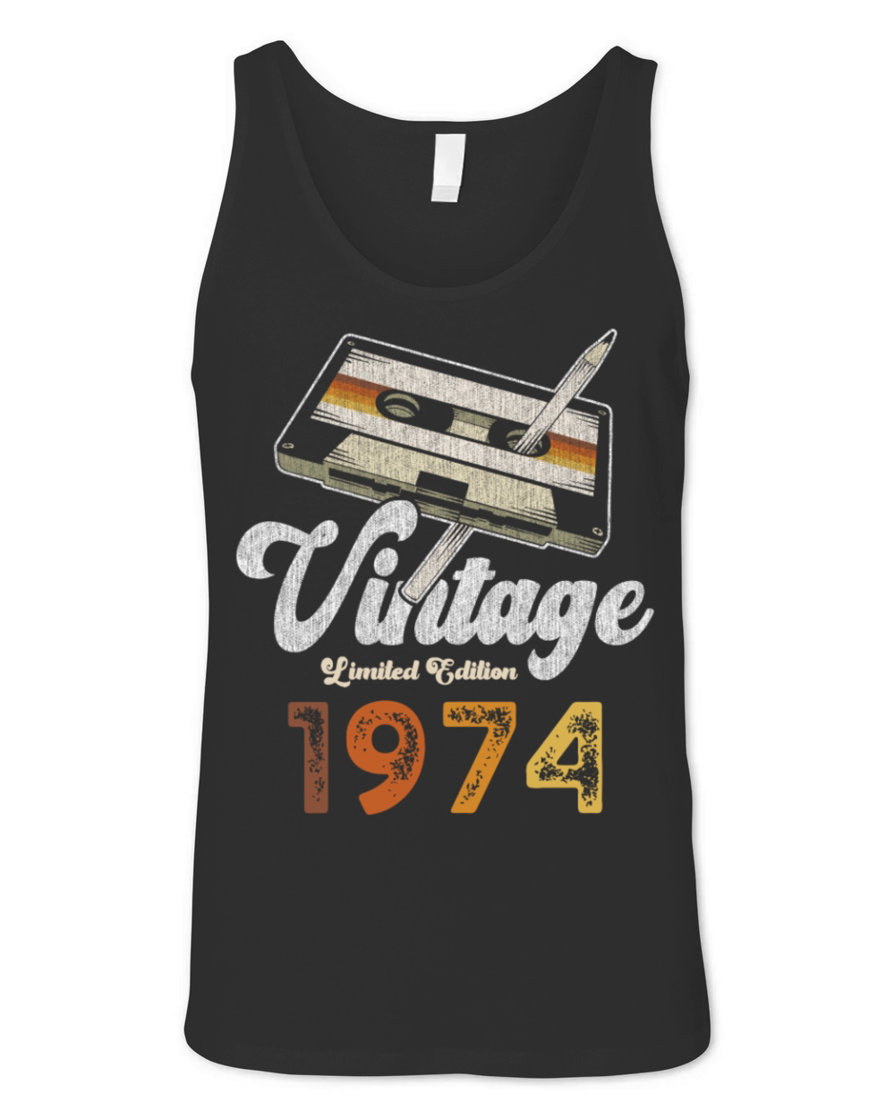 Vintage 1974 Birthday Cassette Pencil Unisex Jersey Tank