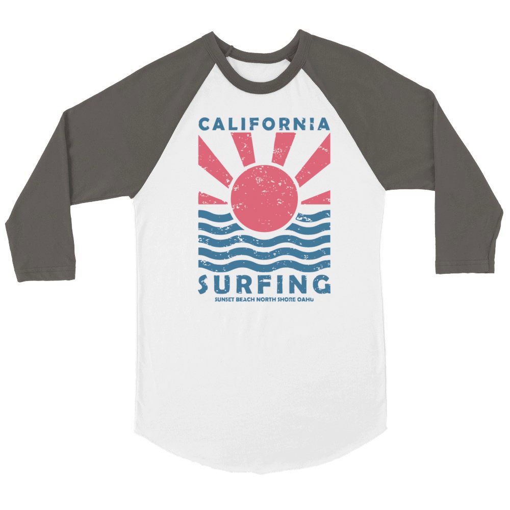 California Surfing Unisex ¾ sleeve Raglan T-shirt