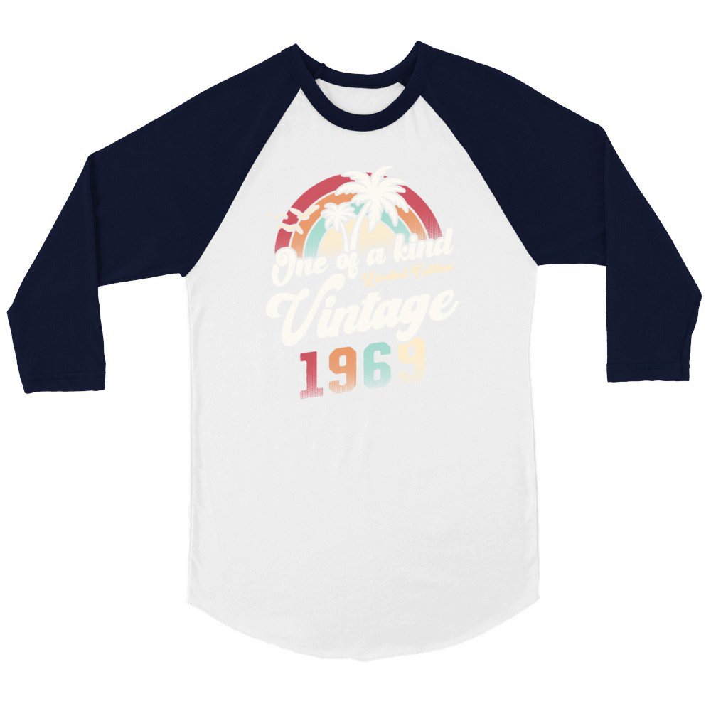 Vintage 1969 Birthday Palm Trees Unisex ¾ sleeve Raglan T-shirt