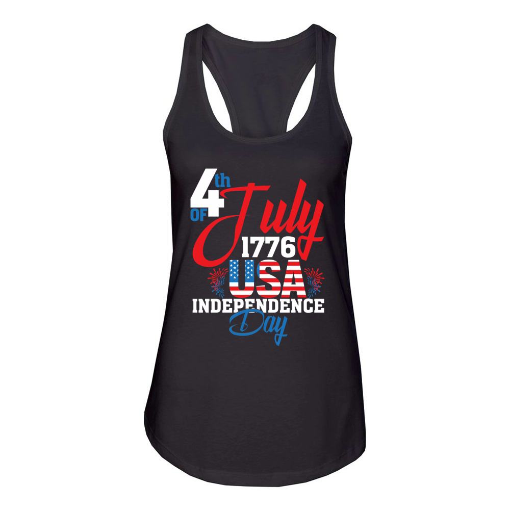4th of July 1776 USA Independence Day Women's Racerback Tank