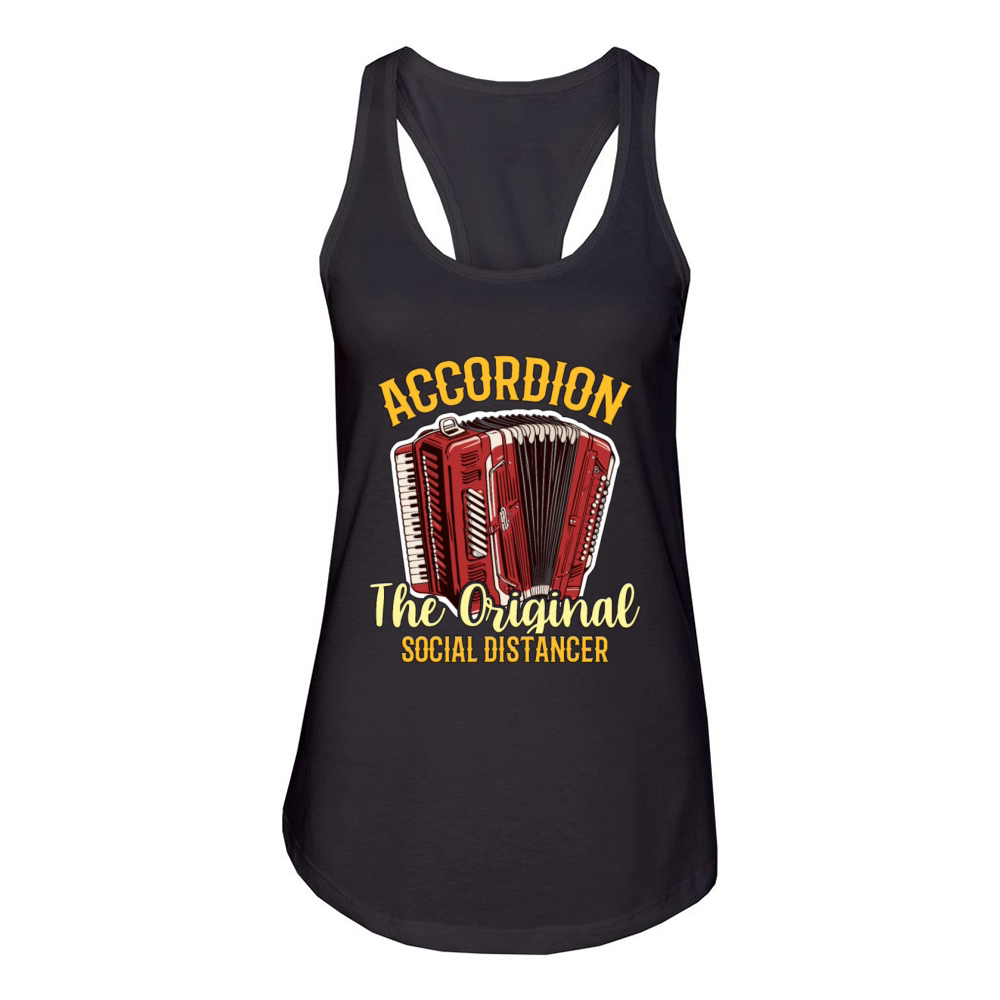 Accordion The Original Social Distancer Folk Music Women's Racerback Tank