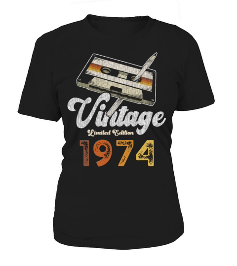 Vintage 1974 Birthday Cassette Pencil Women's T-Shirt