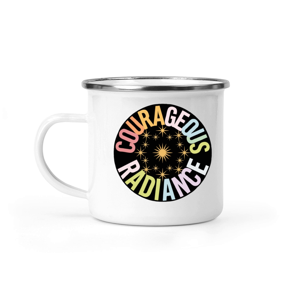 Courageous Radiance - Gold Star Circle Abstract Camping Mug