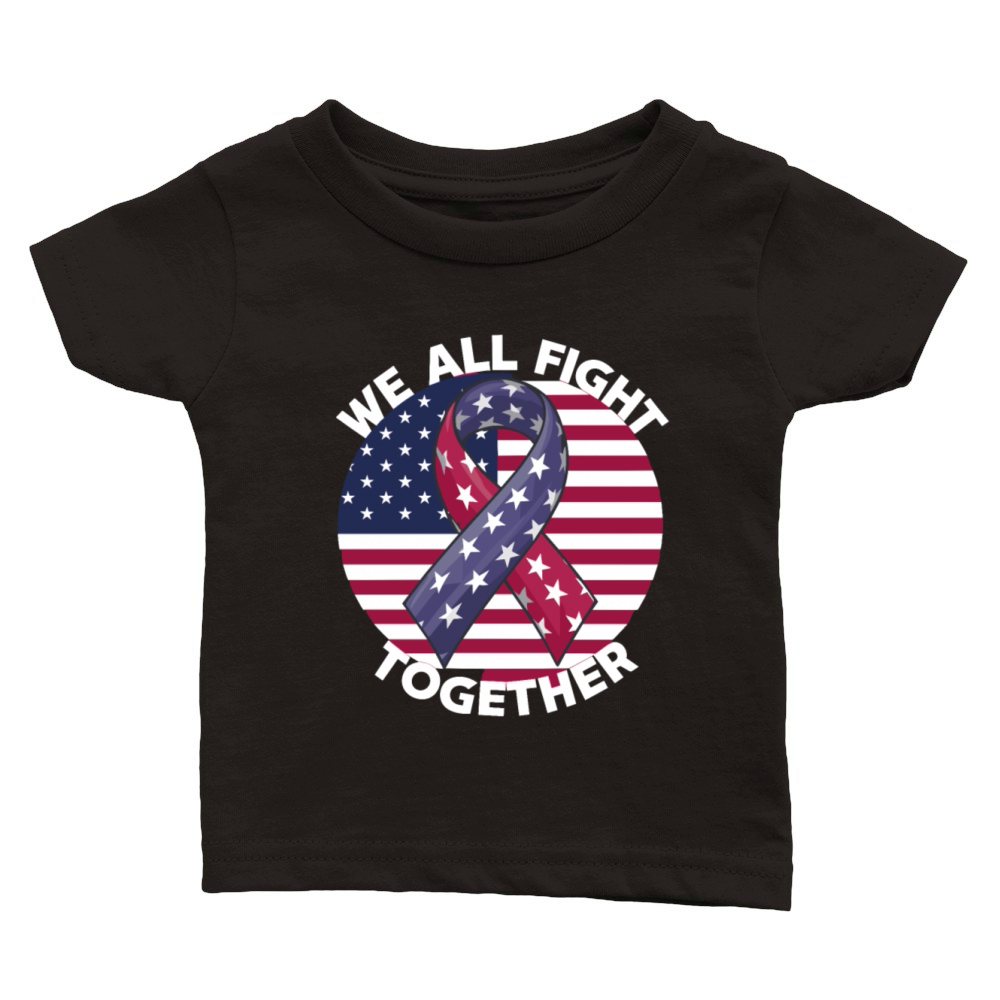 Against Cancer Patriotic American Flag Ribbon Classic Baby Crewneck T-shirt