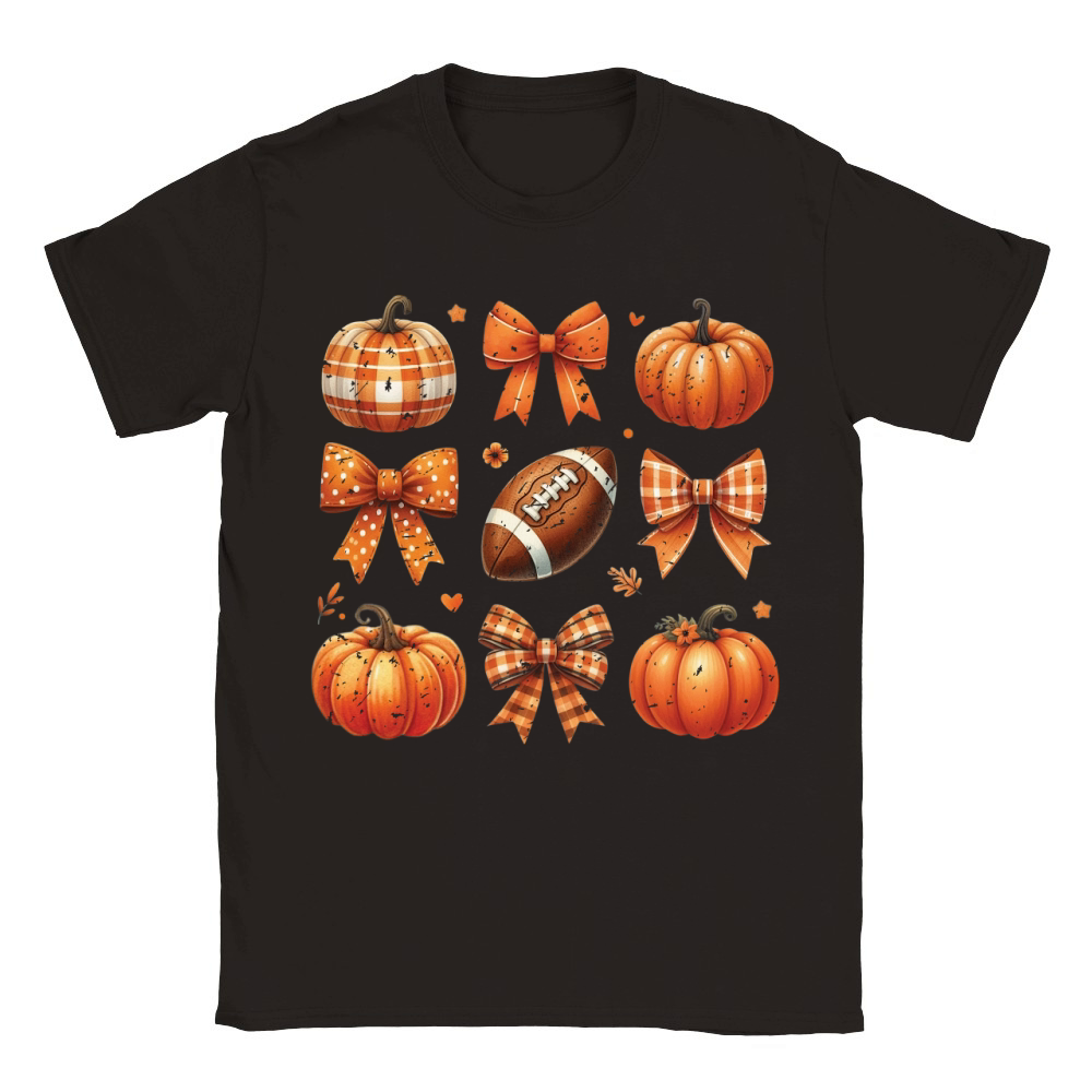 FallCoquetteBowPumpkin Retro Classic Kids Crewneck T-shirt