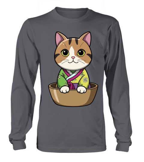 Cute Korean Cat in Bowl - Manga Style Long sleeved Unisex