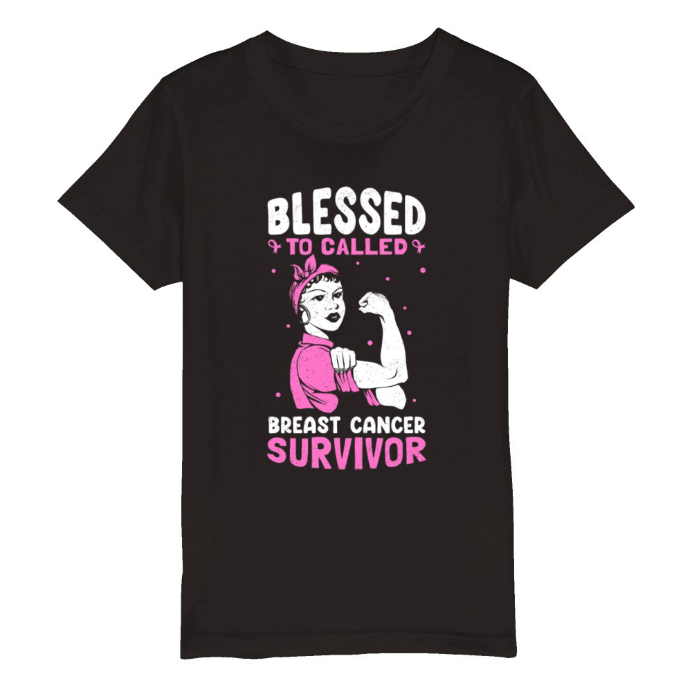 Blessed to Called Breast Cancer Survivor Breast Organic Kids Crewneck T-shirt