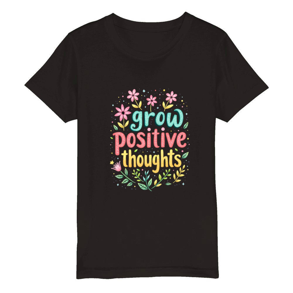 Grow Positive Thoughts - Inspirational Quote Organic Kids Crewneck T-shirt