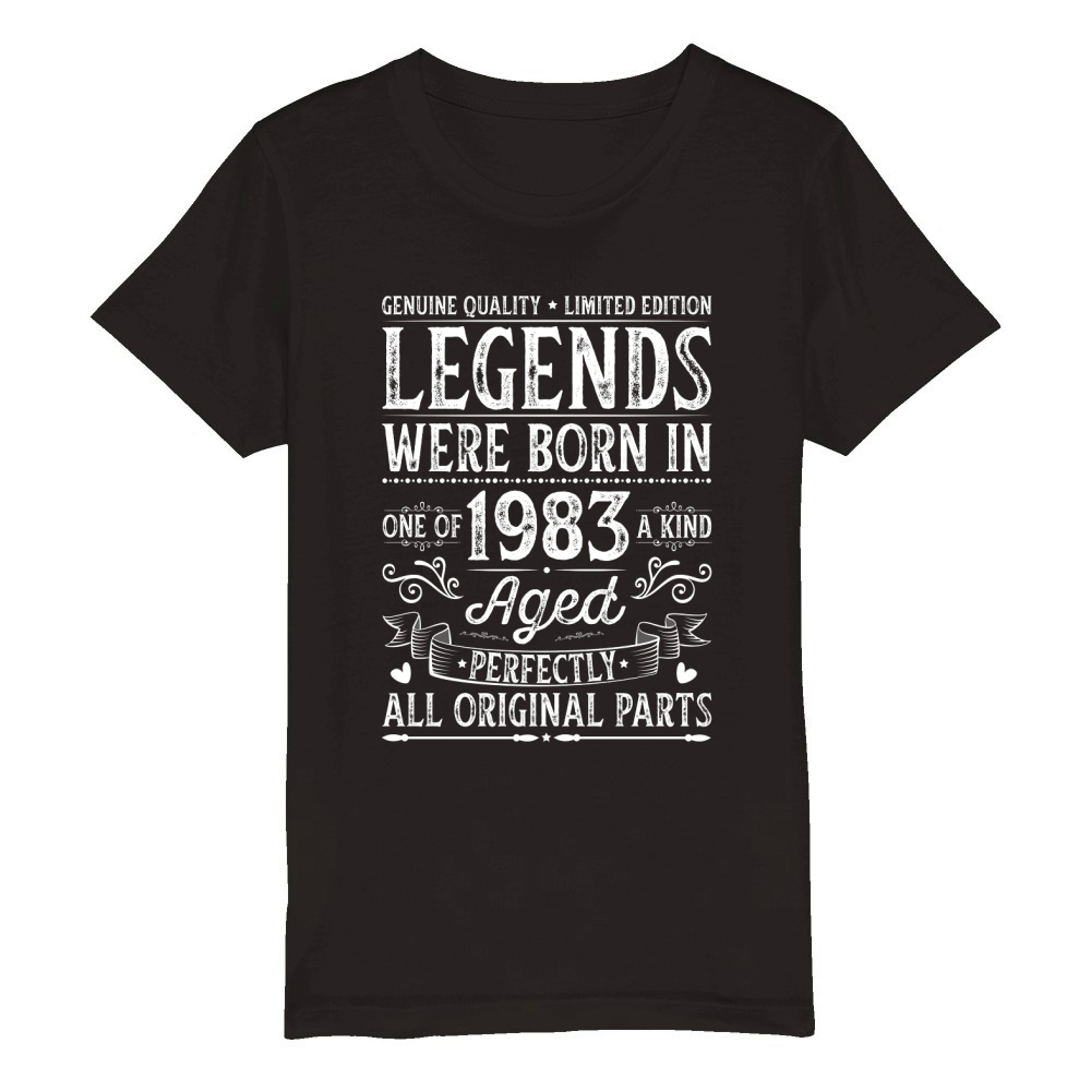 Legends Were Born in 1983 Birthday Organic Kids Crewneck T-shirt