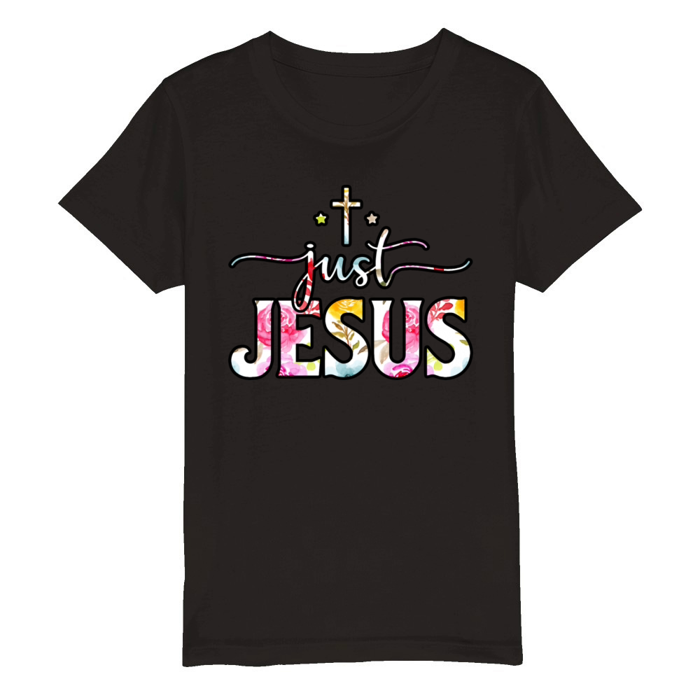 Love Jesus With Christian Cross Christmas Organic Kids Crewneck T-shirt