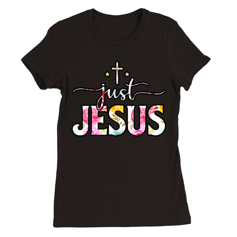 Love Jesus With Christian Cross Christmas Premium Womens Crewneck T-shirt