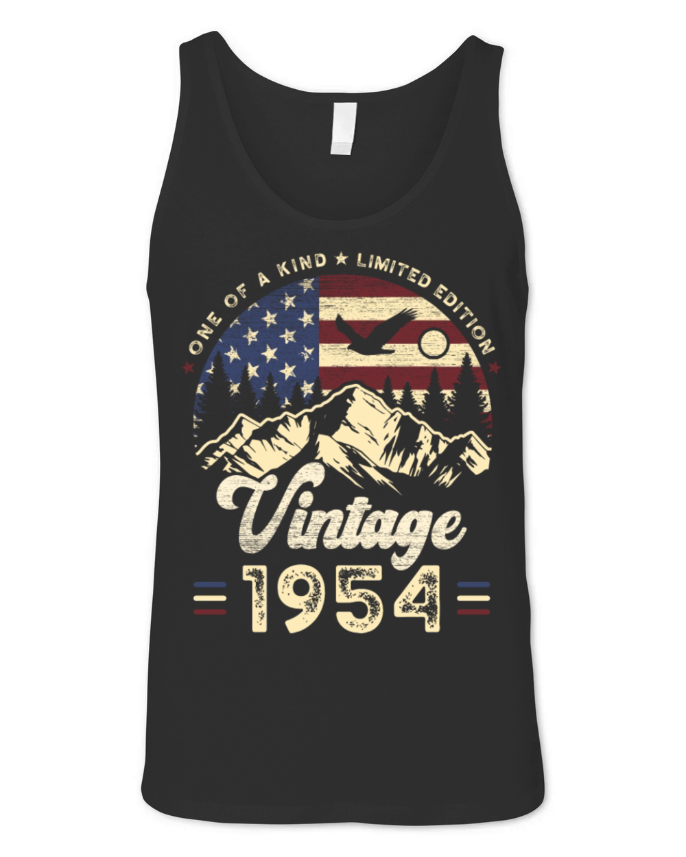 Vintage 1954 Birthday American Flag Unisex Jersey Tank