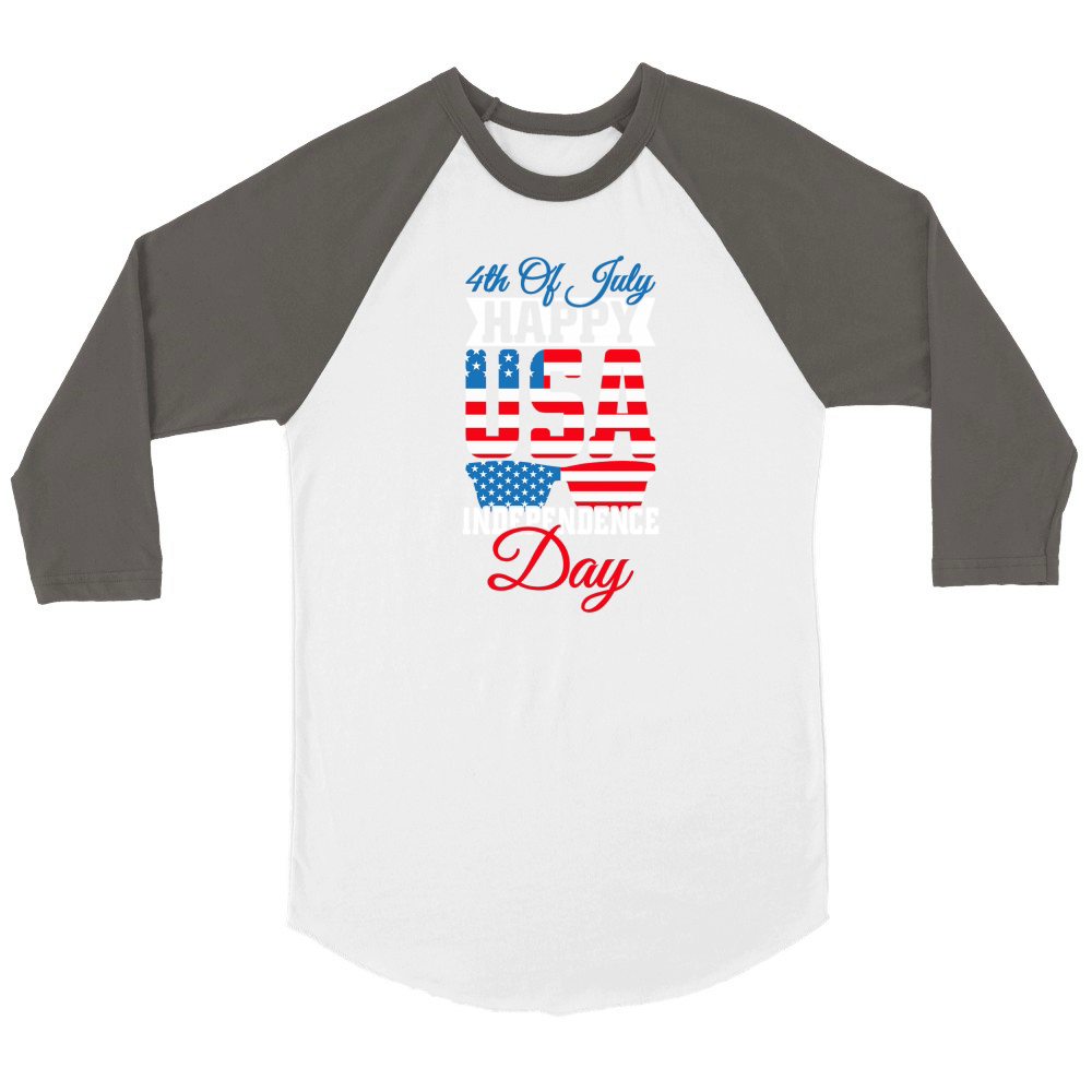 4th of July happy USA Independence Day 02 Unisex ¾ sleeve Raglan T-shirt