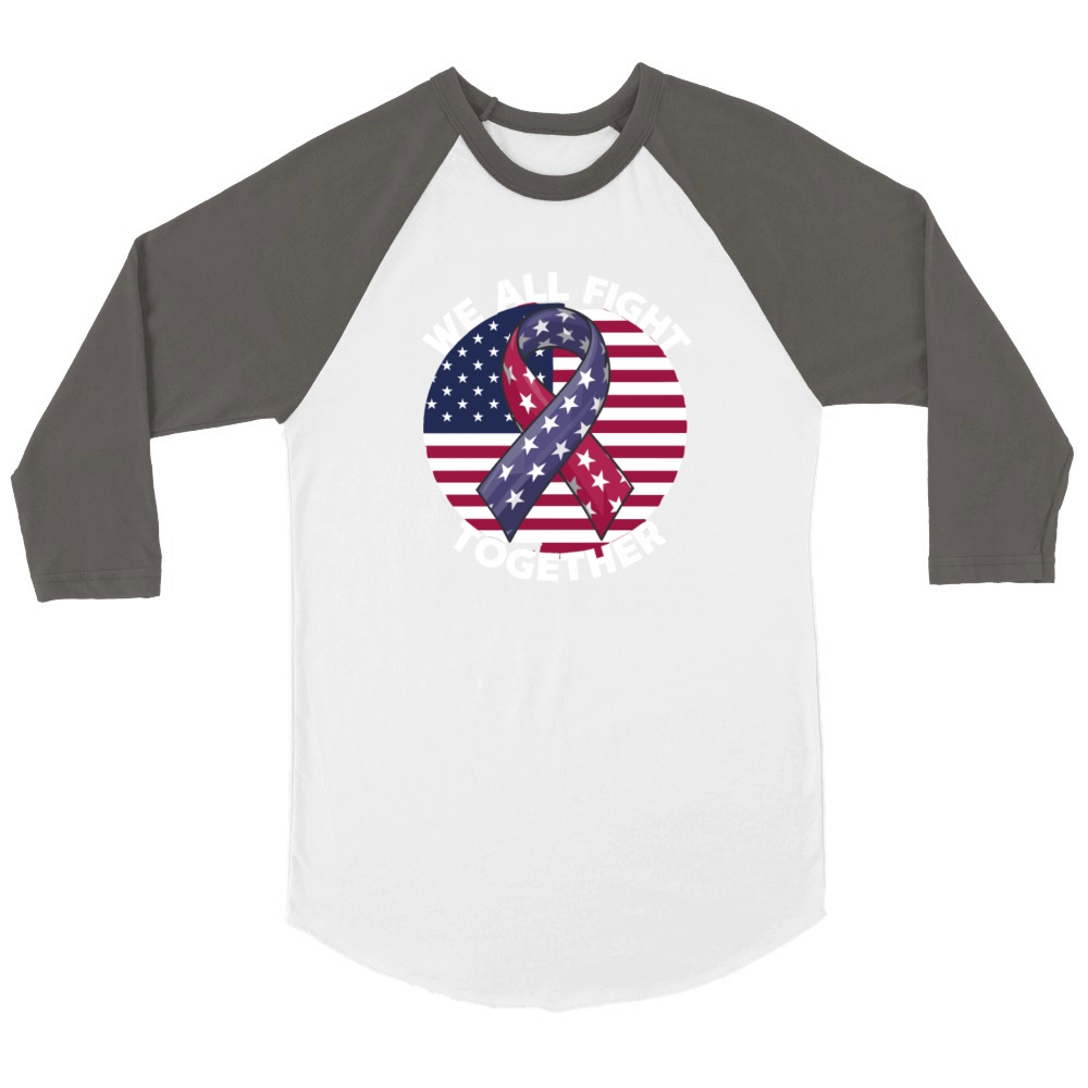 Against Cancer Patriotic American Flag Ribbon Unisex ¾ sleeve Raglan T-shirt