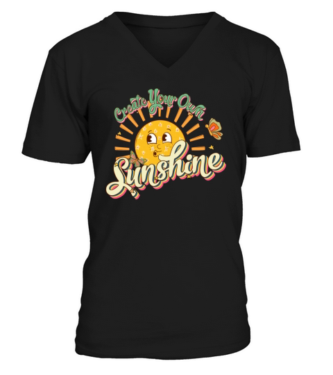 Retro Create Your Own Sunshine Design V-Neck T-shirt