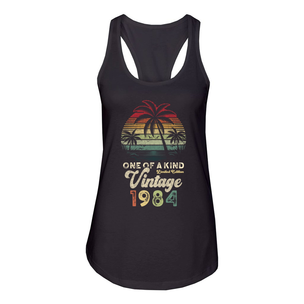 Vintage 1984 Birthday Palm Trees Women's Racerback Tank