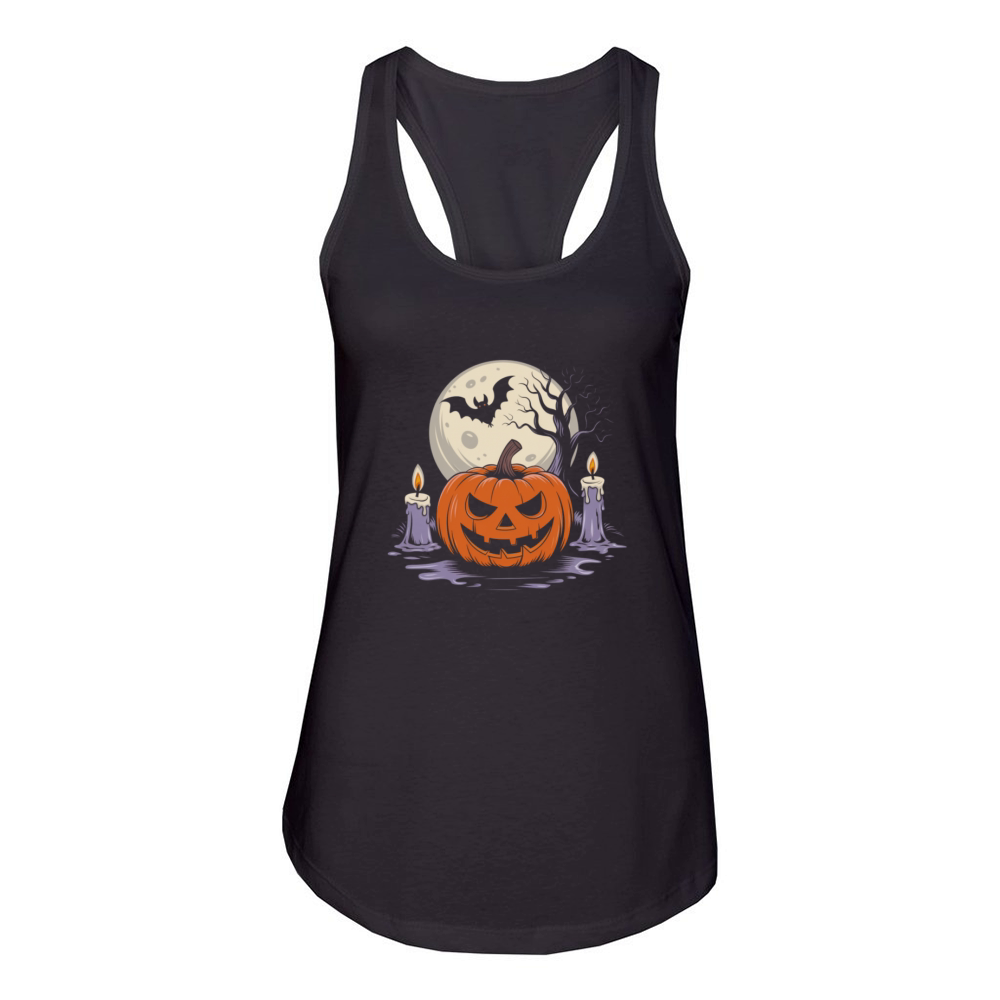 Vintage Pumpkin Scene Halloween Classic T-Shirt Women's Racerback Tank