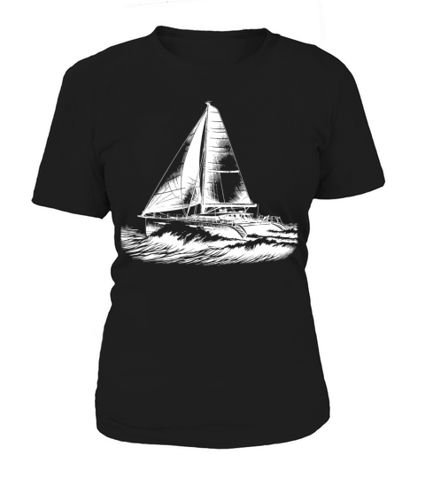 Fast Catamaran Sailboat In Big Waves Women's T-Shirt