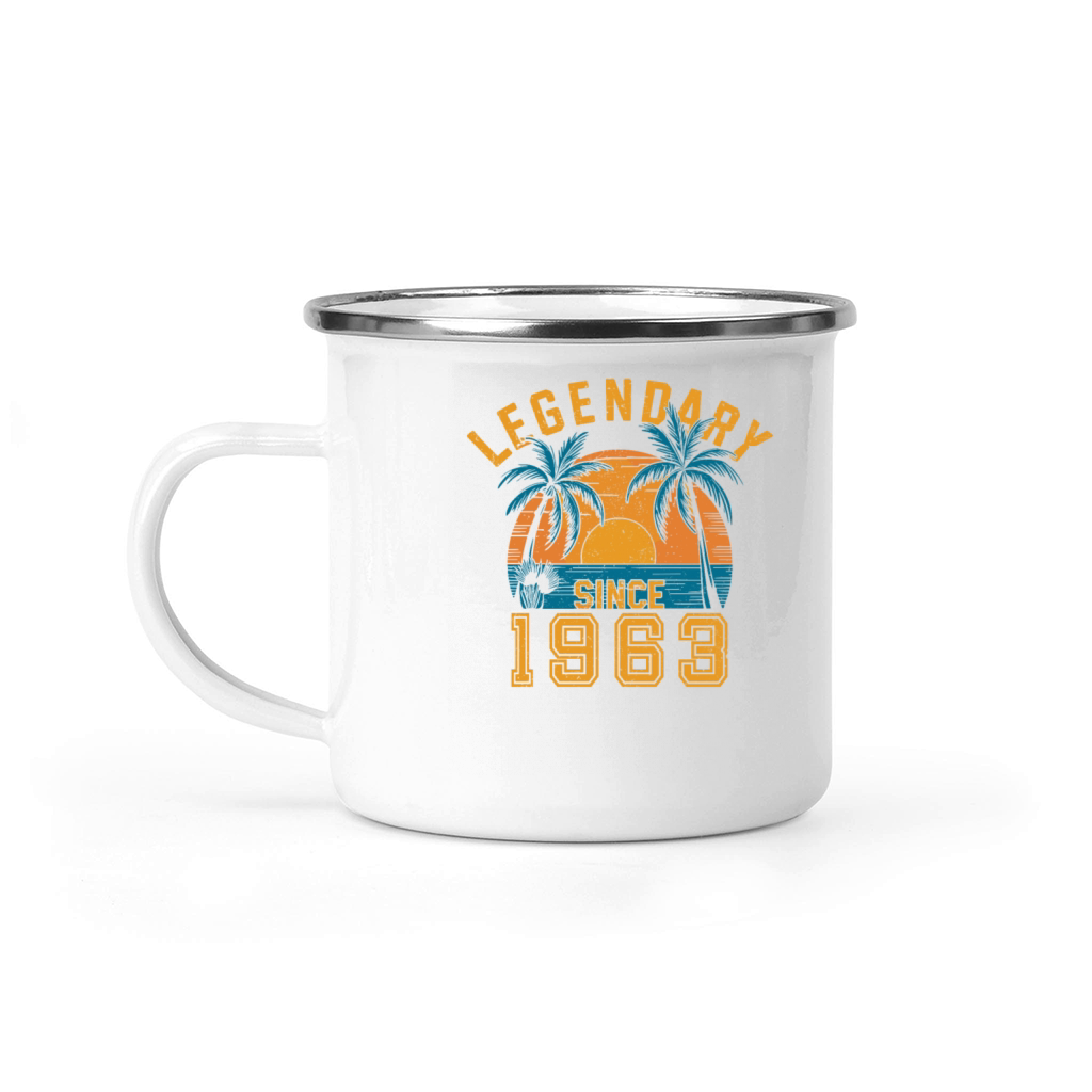 Legendary Since 1963 Birthday Sunset Retro Palm Camping Mug